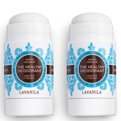 Lavanila Natural Aluminum-Free Deodorant 2-Pack, Vanilla Coconut - The Healthy Deodorant For Men And Women, Solid Stick (2 Ounce Each), Vegan #TOP1