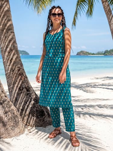 Image of INDO ERA Women's Cotton Ethnic Co-Ord Set | Kurta Pant Set | Stylish Cotton Suit Set for Women,5482