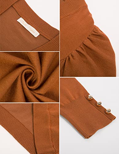 Belle Poque Elegant Shrugs For Women Open Front Knit Puff Long Sleeve Bolero Sweater,Brown Xl #TOP5