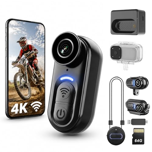 Image of 4K Mini Wearable Body Camera - 64GB Magnetic Thumb-Size Action Cam, 6-Axis Stabilization, Audio /Video Recording, Hands-Free POV for Vloggers, Hikers, Workers, Cycling, Travel & Daily Use