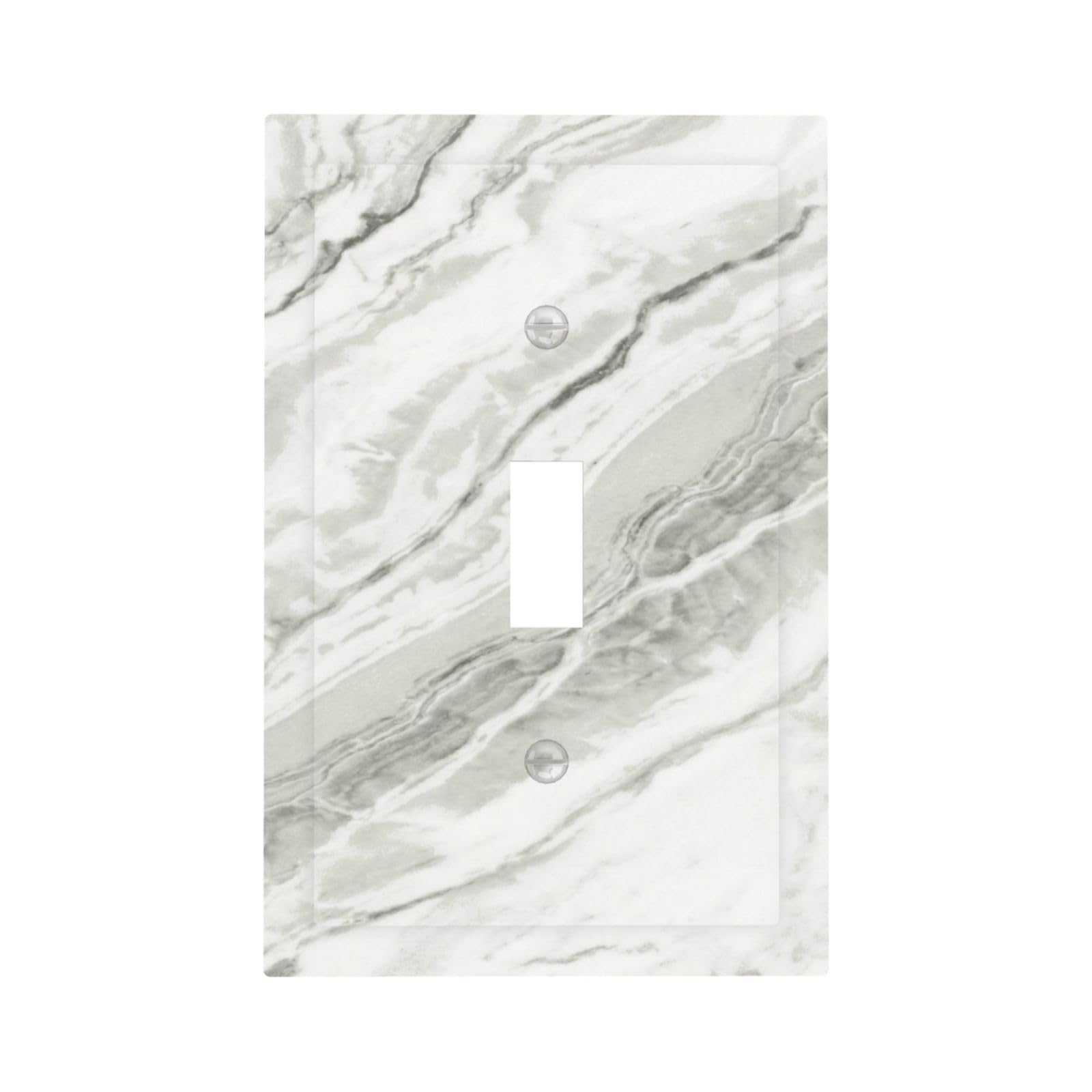 Modern White Grey Cream Marble Decorative 1 Gang Light Switch Cover Single Toggle Switch Wall Plate Cover Electrical Switchplate Faceplat Room Decor