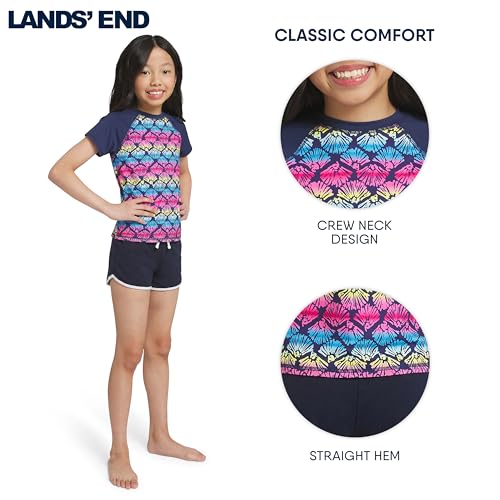 Image of Lands' End Girls' Swim UPF 50+ Short Sleeve Sun Tee Rash Guard Shirt