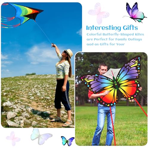 Silipull 3 Pack Large Flying Animal Kites for Adults with Reel and String Butterfly Octopus Rainbow Color Kites for Beach Outdoor Park Game Activities by Silipull - Image 6