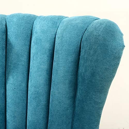 Image of Wing Chair for Living Room and Bedroom - High Back Cushioned Lounge Single Seater Sofa - Luxury Rest Arm Chair (Blue)