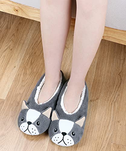 Image of DICUIRD Women's Animal Gripper Slipper Socks, Soft Sole Fuzzy Indoor House Socks
