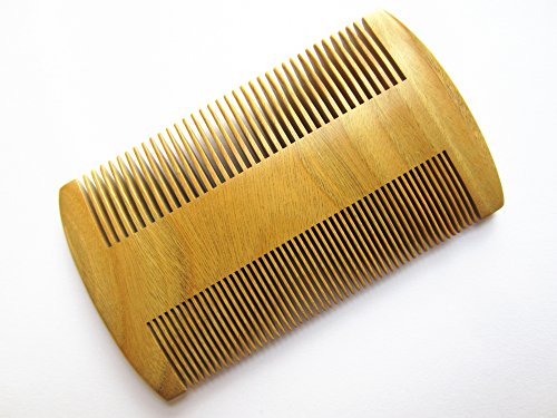 Myhsmooth GS-S2M-N2F Handmade Natural Green Sandalwood No Static Pocket Comb Perfect Beard Comb with Aromatic Scent for Long and Short Beards Perfect Mustache Comb(3.8" Two Sides)