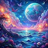 Huacan Kreuzstich Set Vorgedruckt Landschaft Muster Stickerei 11-Fädig Geprägt Embroidery Kit für Erwachsene Anfänger Älter 40x40cm