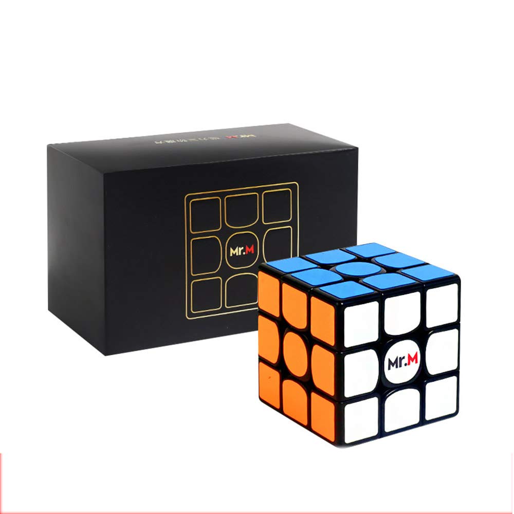 Gobus Shengshou Sengsou Mr.M 3x3 Magic Cube Mr. M-m-agnetic 3x3x3 Magic Puzzle Cube Black with One Cube Stand and one bag