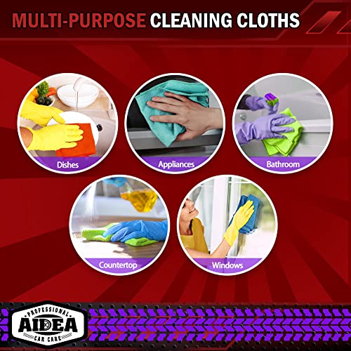 Image of AIDEA Microfiber Cleaning Cloth-150PK, Microfiber Towels for Cars, 12 inchx12 inch | Premium All Purpose Car Cloth, Lint Free Rags, Absorbent Towels for SUVs, House, Kitchen, Window, Car Cleaning Wipes