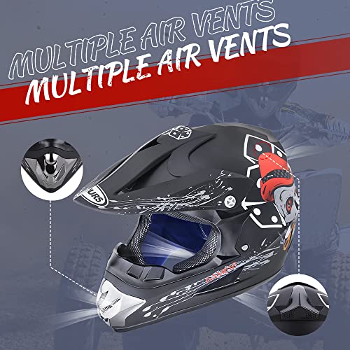 Image of OUMURS Adult Motocross Dirt Bike Helmet with Goggles, Gloves & Mask Dirt Bike ATV Helmet for Unisex-Adult Men Women Adjustable Sun Visor DOT /FMVSS-218 Off-Road Motorcycle Helmet UTV Helmet Downhill