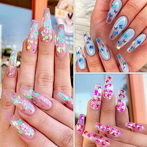 12 Colors Butterfly Glitter Nail Sequins Holographic 3D Nail Art Flakes Colorful Confetti Glitter Sticker,Nail Art Design Makeup Diy Decoration Kit,Nail Sequins For Face Body Eye Hair #TOP1