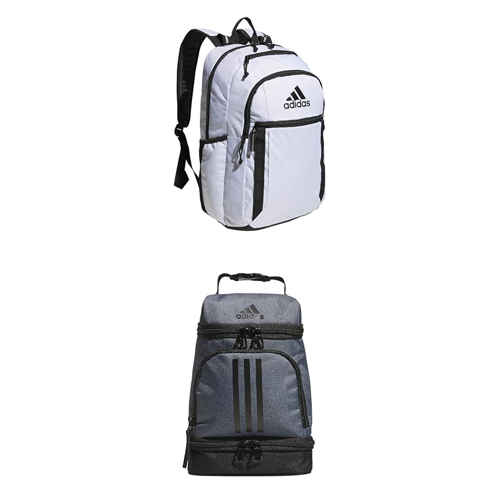 adidas Excel Backpack (34L) + Insulated Lunch Bag (6L), White/Black + Onix Grey/Black, One Size