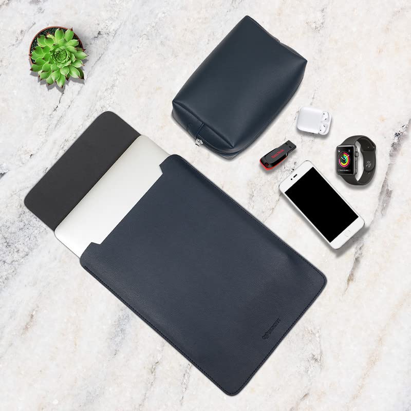 Image of Enthopia MacBook Sleeve and Pouch Compatible with 2022-2018 MacBook Air 13 A2337 M1 A2179 A1932 / MacBook Pro 13 A2338 M1 A2251 A2289 A2159 A1989 / 14 inch A2442 - Navy Blue