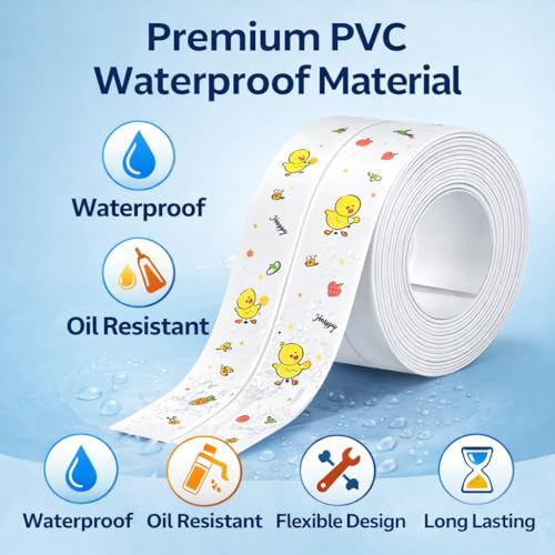 Image of Waterproof Kitchen Sink Sealing Tape | Self-Adhesive PVC Caulk Strip | Leakproof Gap Sealer for Sink, Bathroom Basin & Toilet | Wall & Countertop Edge Protection | Easy Peel-and-Stick Tape