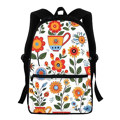 THKVSV Mochila para hombre y mujer, diseño de flores de hongos, mochila para deportes al aire libre, viajes, senderismo, camping, floral, talla 6, Floral 4, Talla única, Mochilas daypack