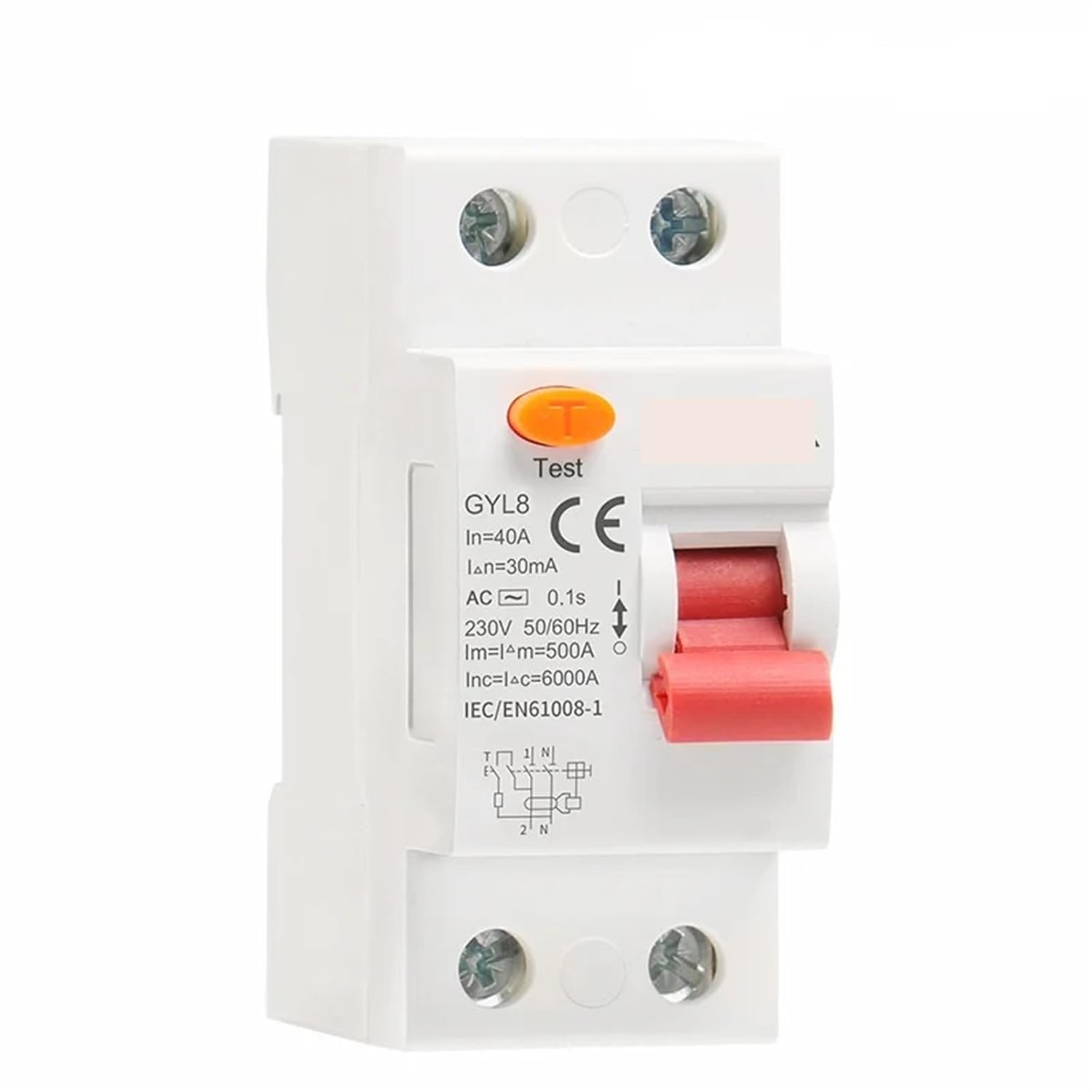 GYL8 ACタイプ RCD ELCB RCCB DINレール 残留電流遮断器 25A 40A 63A CE CB認定 1個(2P