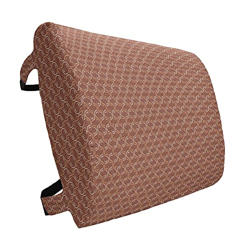 ABAKUHAUS Floral Cojín Lumbar, Primavera del Ornamento del Adorno, cojín de Respaldo Suave para sillas de Oficina con Correas Ajustables, 36 x 34 cm, Anaranjado Oscuro de la Arena de Brown