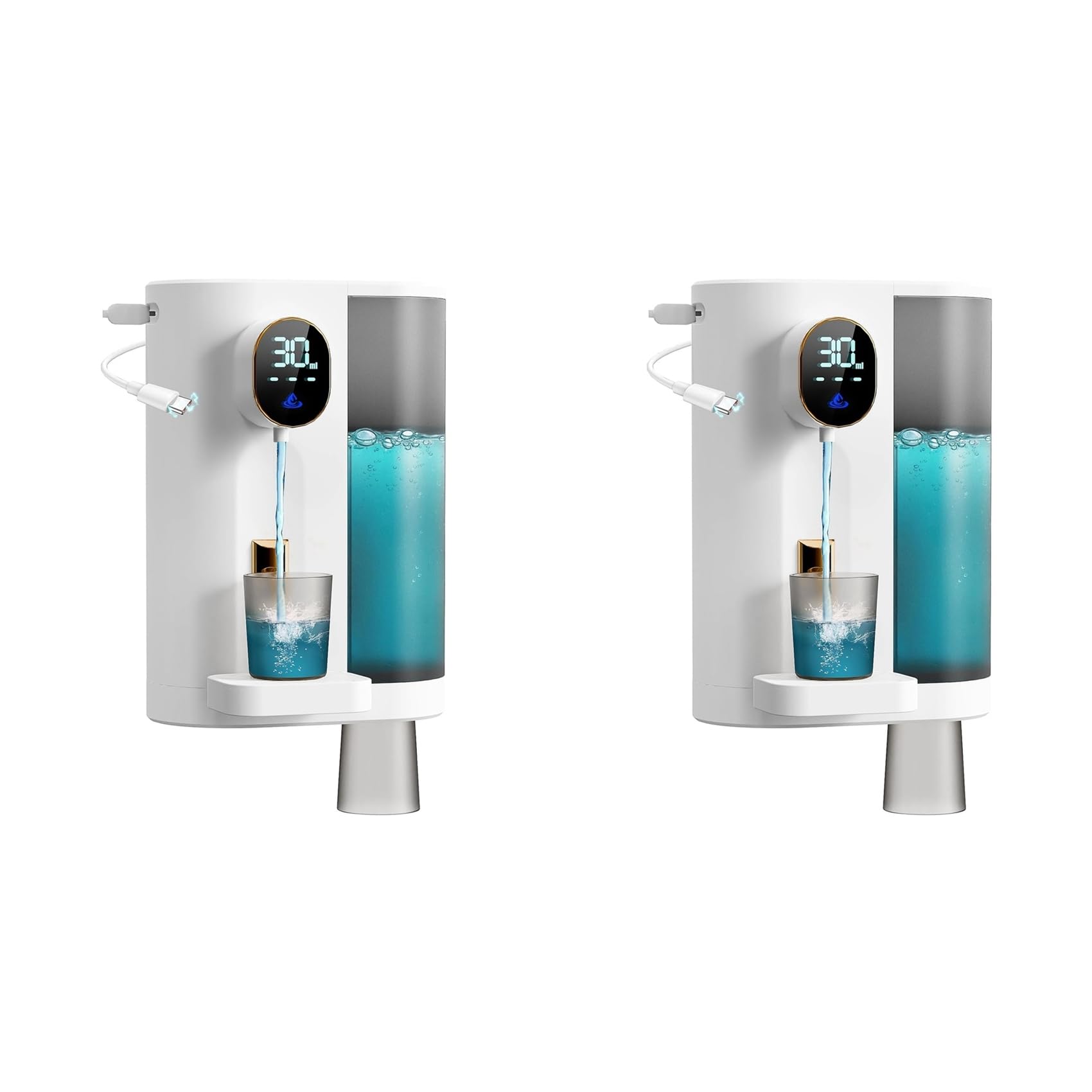 Hndhbfgrt 2X Automatic Mouthwash Dispenser for Bathroom with 4 Cups 4 Levels and LED Screen Electric Smart Mouthwash Dispenser