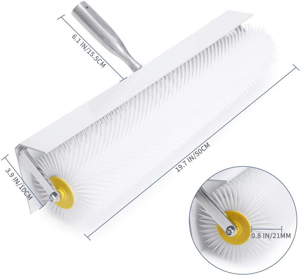 Navegando Spiked Roller met 21 mm naalden - Spike Roller voor zelfnivellerende vloer met spatbescherming, zelfnivellerend betongereedschap Verwijder luchtbelglad, 21 mm naald (500 mm x 100 mm