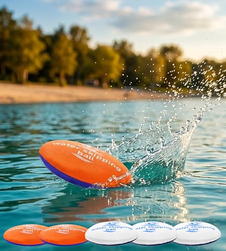 Auspicious Rain 6 Pack Pro Water Skipping Discs - Professional Water Bouncing Balls for Adults - 3" Durable TPR Stress Relief Ball with Nylon Cover - Elite Water Sports Gear for Beach, Lake & Ocean