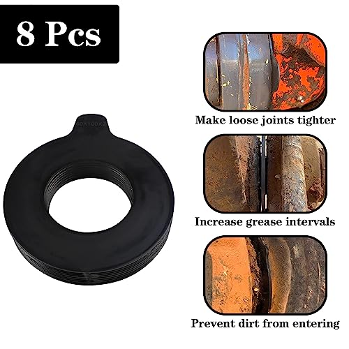 Image of 8 x 50mm Bucket Pin Shim Kit for Excavator and Skid Steer 2mm Thickness Fit for Cat Bobcat Deere Komatsu
