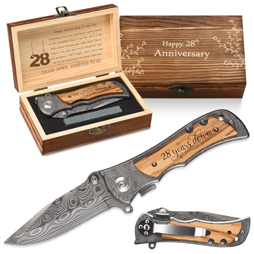 GiveGreatGift 28th Wedding Keepsake for Him, 28 Years Marriage Gift for Husband, Orchids Anniversary Present for Men