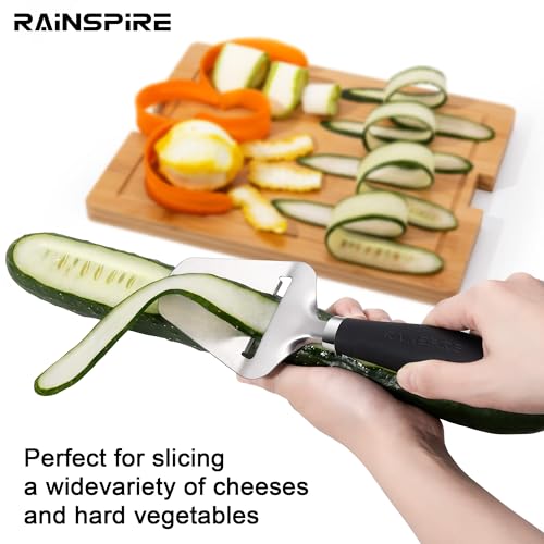 Image of Rainspire Upgraded Non-Stick Cheese Slicers for Block Cheese Multi-Functional Cheese Cutter for Mozzarella, Cheddar, Gruyere Charcuterie Accessories Dishwasher Safe Kitchen Tools, Black