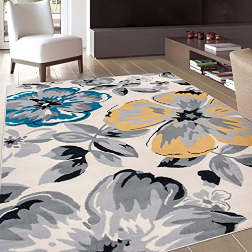 Tapete decorativo moderno floral crema 198x274 cm miniatura 6