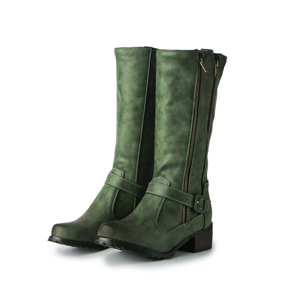 Rave Cowgirl Boots for Women Girls Ravers - Sexy Wide Mid Calf Western Cowboy Boot with Platform Low