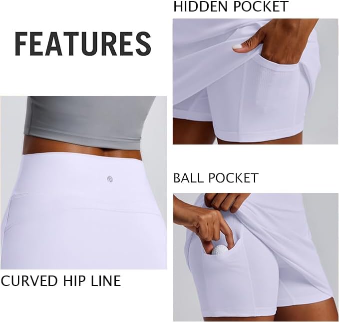 PINSPARK Golf Skirts for Women High Waisted Tennis Skirt with 2 Pockets UPF 50+ Stretch Athletic Skirt for Pickleball Workout - Image 4