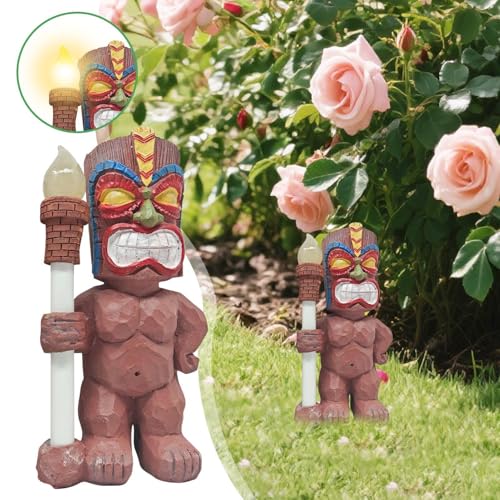 Statue Hawaïenne lanterne solaire décor de jardin extérieur et maison