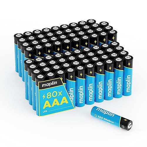 Maplin 80x AAA LR03 1.5V Alkaline Batteries (Triple A) 10 Year Shelf Life High Performance