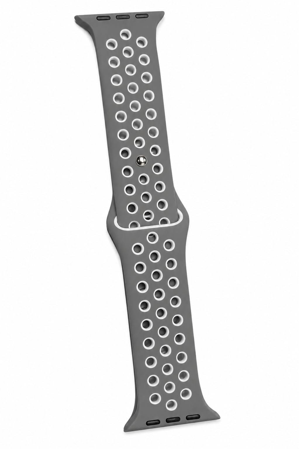 GT Silicone Sport Strap for Apple Watch, 42/44/45/46/49mm, Grey | Sweat & Water Resistant, Stainless Steel Buckle, Perforated Design, Adjustable Fit, Skin Friendly-image-36