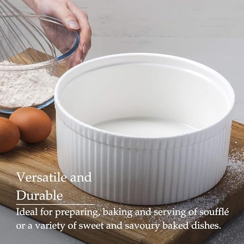 WM Bartleet & Sons 1750 T179 Traditional Porcelain Professional Soufflé Dish, 22cm Diameter, 2.5 LTR Capacity – White - Image 6