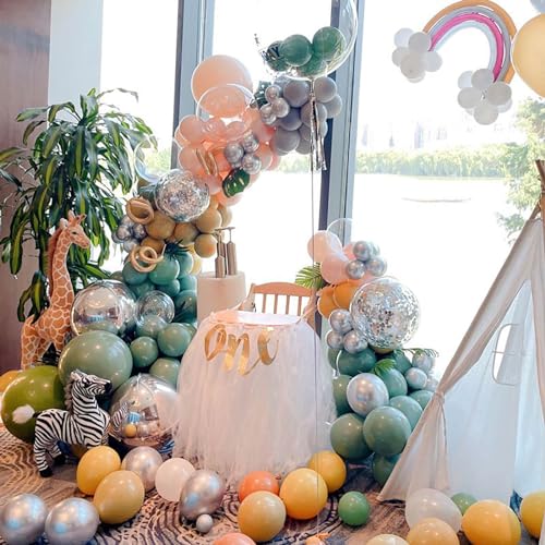 Image of KALOR Retro Misty Blue Balloons,100 Pcs 5 Inch Mini Matte Latex Balloons for Balloon Garland Arch, Birthday Decoration, Wedding Party, Baby Shower Decorations