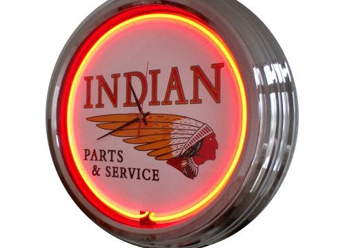 Horloge murale néon Indian Motorcycle Horloge décorative Horloge lumineuse Style rétro des années 50