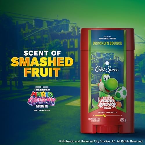 Old Spice Men’s Deodorant Aluminum Free, Brooklyn Bounce, Scent of Smashed Fruit, Old Spice x The Super Mario Galaxy Movie, 24/7 Lasting Freshness, 85 g - 4