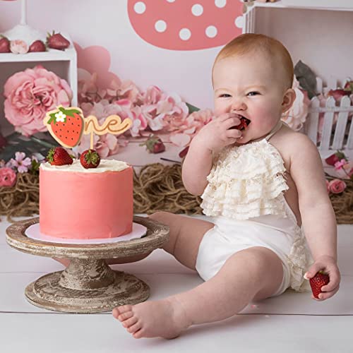 Sweet One Strawberry 1St Birthday Wood Cake Topper - Strawberry One Cake Topper,Natural Wood Cake Topper,First Birthday Cake Topper,Rustic Cake Topper, Cake Smash (Strawberry Ct) #TOP2
