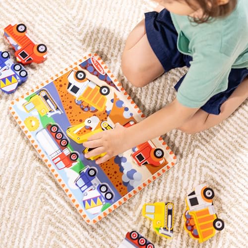 Image of Melissa & Doug Construction Vehicles Wooden Chunky Puzzle (6 pcs) - FSC Certified (Pack of 12)