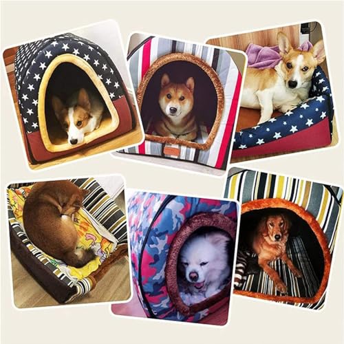 Großes Hundehaus, Hundehütte, luxuriös, warmes Hundekissen, XL, XXL, für den Innenbereich, großes Hundebett, Katzenhöhle, Iglu, für drinnen und draußen, waschbar (XL 75 x 57 x 55 cm, J)