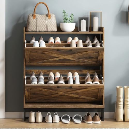 Image of The Artment your artistic apartment Cove Shoe Organizer Cabinet, Footwear Stand for Entryway, Hall | Space Saving Design | Home Furniture for Home | 16 Pairs (Size - 90x24x101 CM)