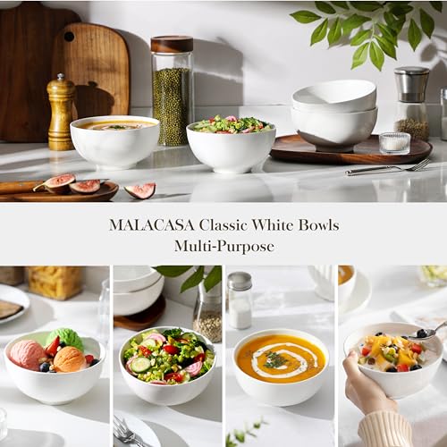 MALACASA-26-oz-Porcelain-Soup-Bowls-6-Cereal-Bowls-White-Bowls-Set-of-4-for-Soup-Cereal-Oatmeal-Fruit-Rice-Dishwasher-Microwave-Safe-Series-Regular MALACASA 26 oz Porcelain Soup Bowls 6 Cereal Bowls White Bowls Set of 4 for Soup Cereal Oatmeal Fruit Rice Dishwasher Microwave Safe Series Regular