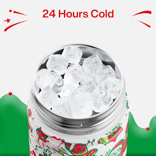 ENCOOL Christmas Insulated Water Bottle with Straw, Stainless Steel Water Bottle, Leak Proof BPA-Free, Keeps Cold for 24 Hours for Sports, Christmas Holiday Gifts for Women, 26 oz, Santa Rider - image 7