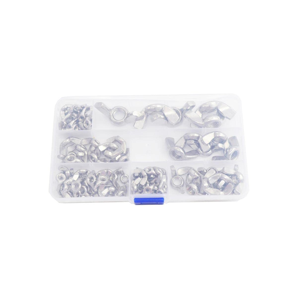 Flügelmuttern, Befestigungselemente, 90-teiliges Flügelmuttern-Sortiment M3, M4, M5, M6, M8, M10, M12, Flügelmuttern aus Edelstahl 304, Schmetterlingsmuttern