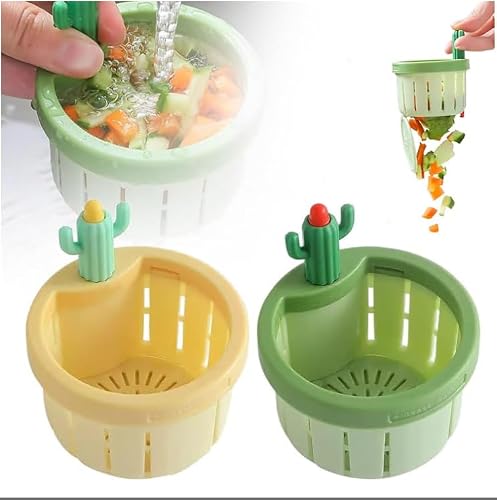 Cactus Kitchen Sink Drain Strainer Automatic Draining Baske, Fast Drainage and Anti-Clogging, Press Automatic Draining Basket (2pcs)