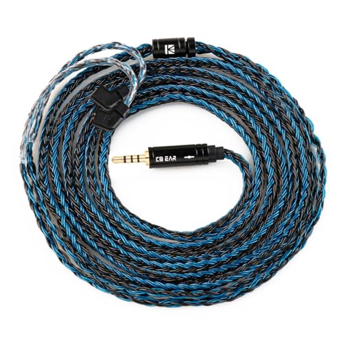 6ft+/2 Meter Length Earphone Cable KBEAR ST16 Plus 16-Strand 2M Length 5N OCC Silver-Plated Upgrade Braided Headphone Extension Cords (2.5MM QDC, Black Blue)