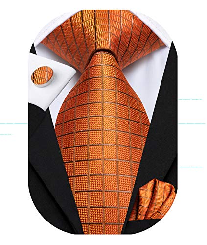 Image of Hi-Tie Men 63inches Tie Set Extra Long Necktie Paisley Tie Pocket Suqare Cufflinks Big and Tall Men Tie