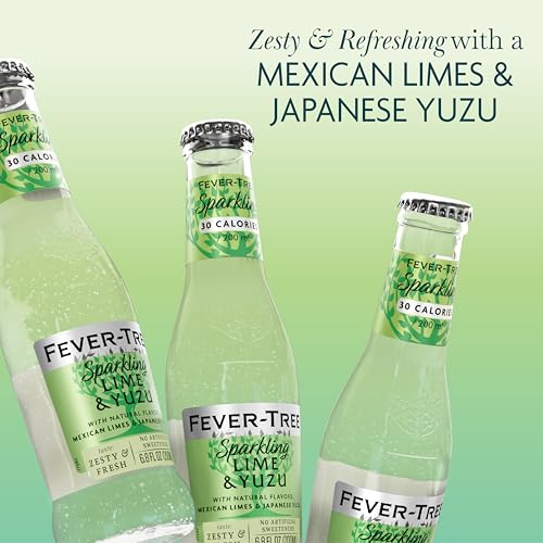 Image of Fever-Tree Sparkling Lime & Yuzu - Premium Soda Mixer for Cocktails and Mocktails, 6.8 fl oz Bottles, Pack of 24 - Naturally Sourced, Non-GMO