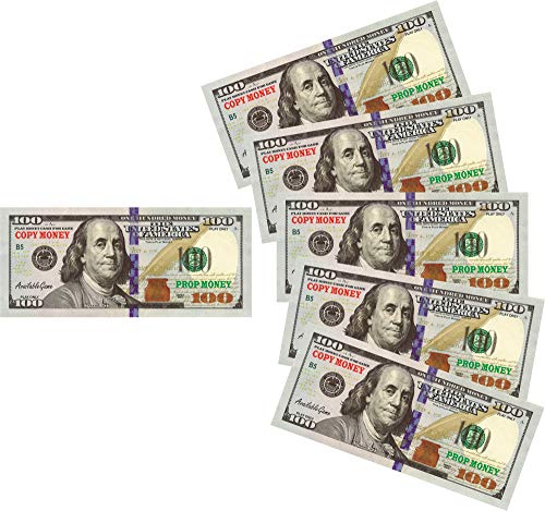 AvailableGame 100 Dollars Play Copy Money for Games, Monopoly Prop Paper Double-Sided Printing 100 pcs $10,000 Educational One Hundred Dollar Bills Stack for Poker