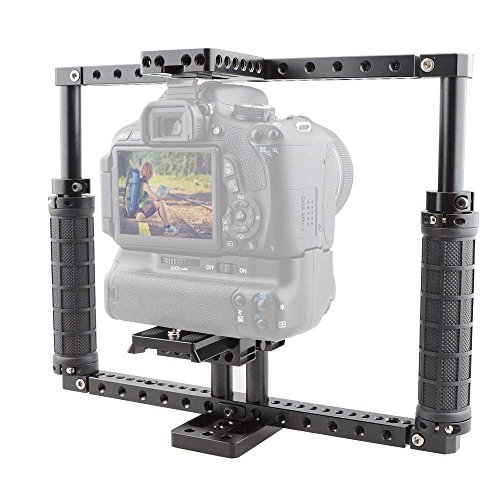 Cage caméra réglable grip batterie plaque de base dégagement rapide pour boîtier reflex hybride - 4